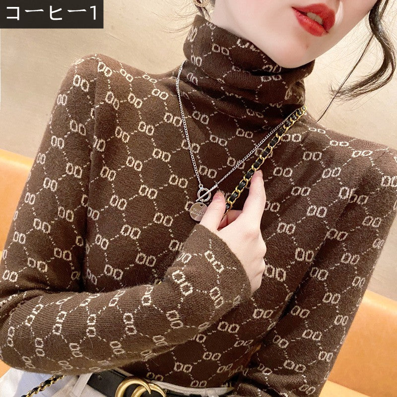 【Tops】ハイネック春秋ニット W14206