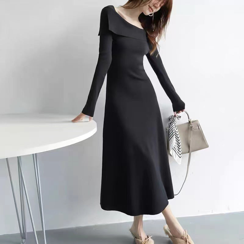 【Dress】フレンチレトロ風ニットワンピース W9573