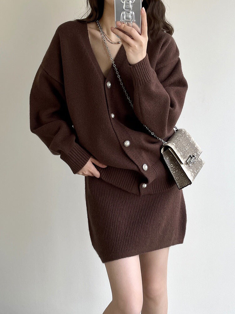 【Set】新作アイテム~ニット2点セット カーディガン+ワンピース W7781