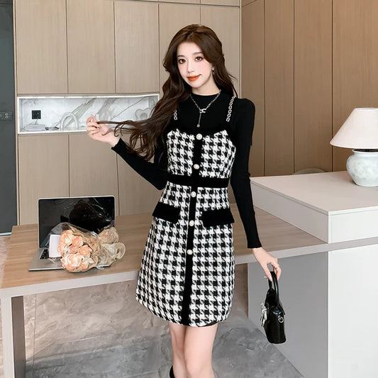 【Set】ニット+キャミワンピース2点セット  W14737