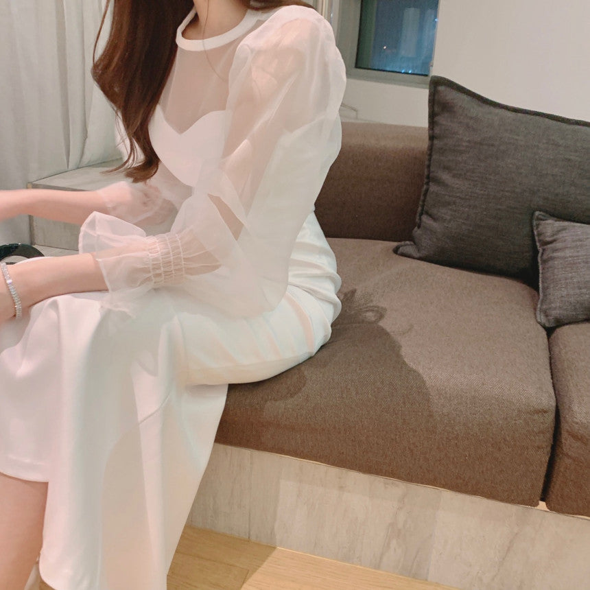 【Dress】透け感マーメイドワンピース Z7757