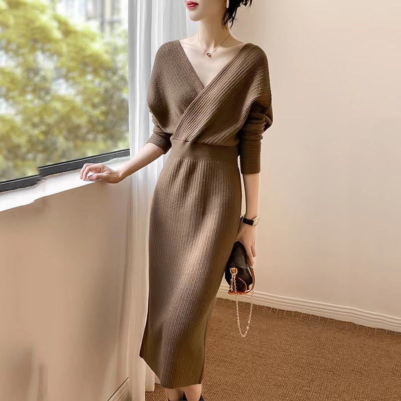 【Dress】新入荷~フェミニン無地ニットワンピース Z-5909