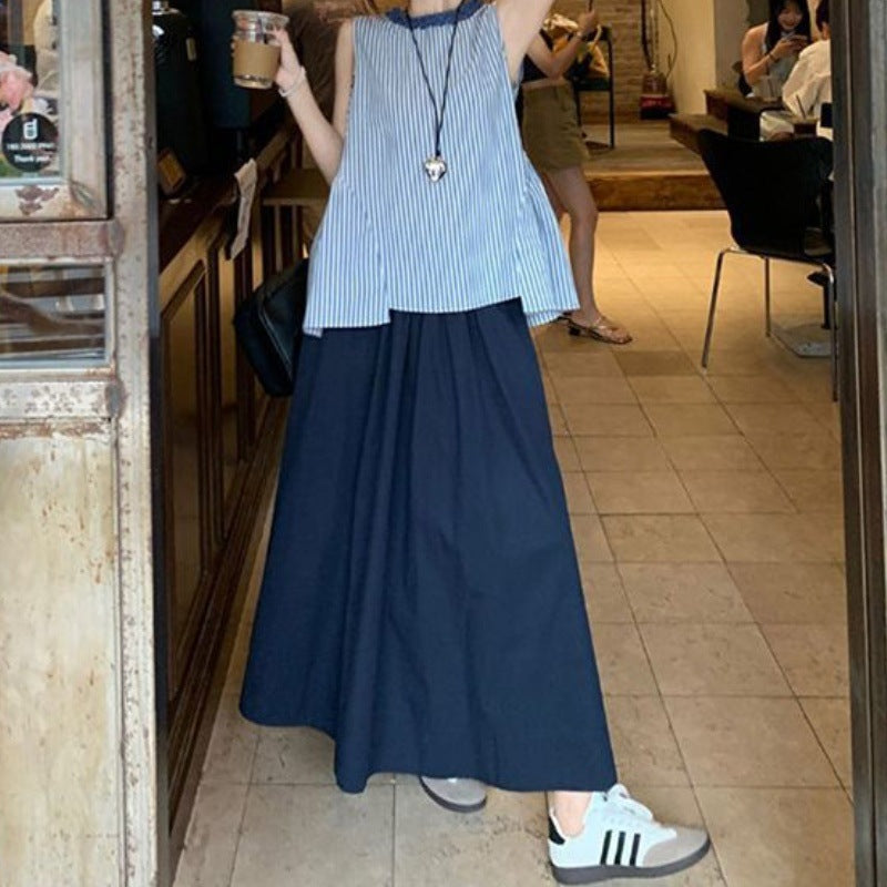 【Set】ボーダーノースリーブツーウェイコーデ T01765