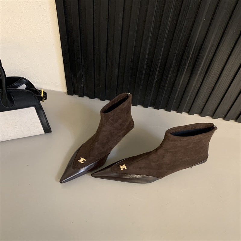 【Shoes】切替デザインハイヒールブーツ Z7822