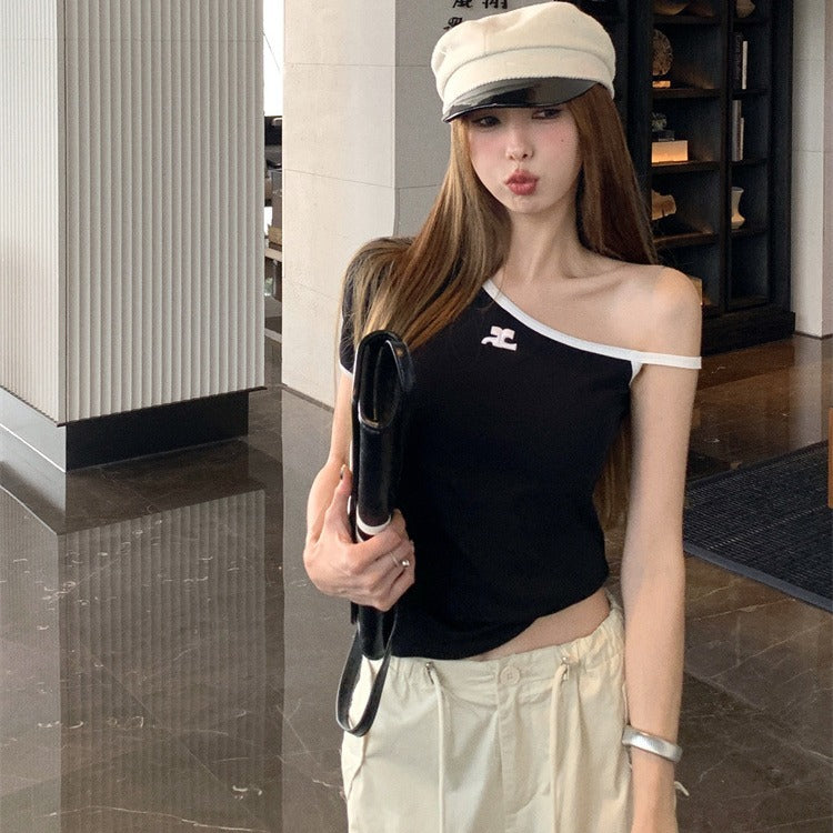 【Tops】新入荷~ワンショルダーTシャツ W11157