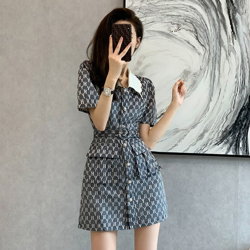 【Dress】低身長方おすすめ~大人可愛いAラインリボン付き膝丈デートワンピース W-0429