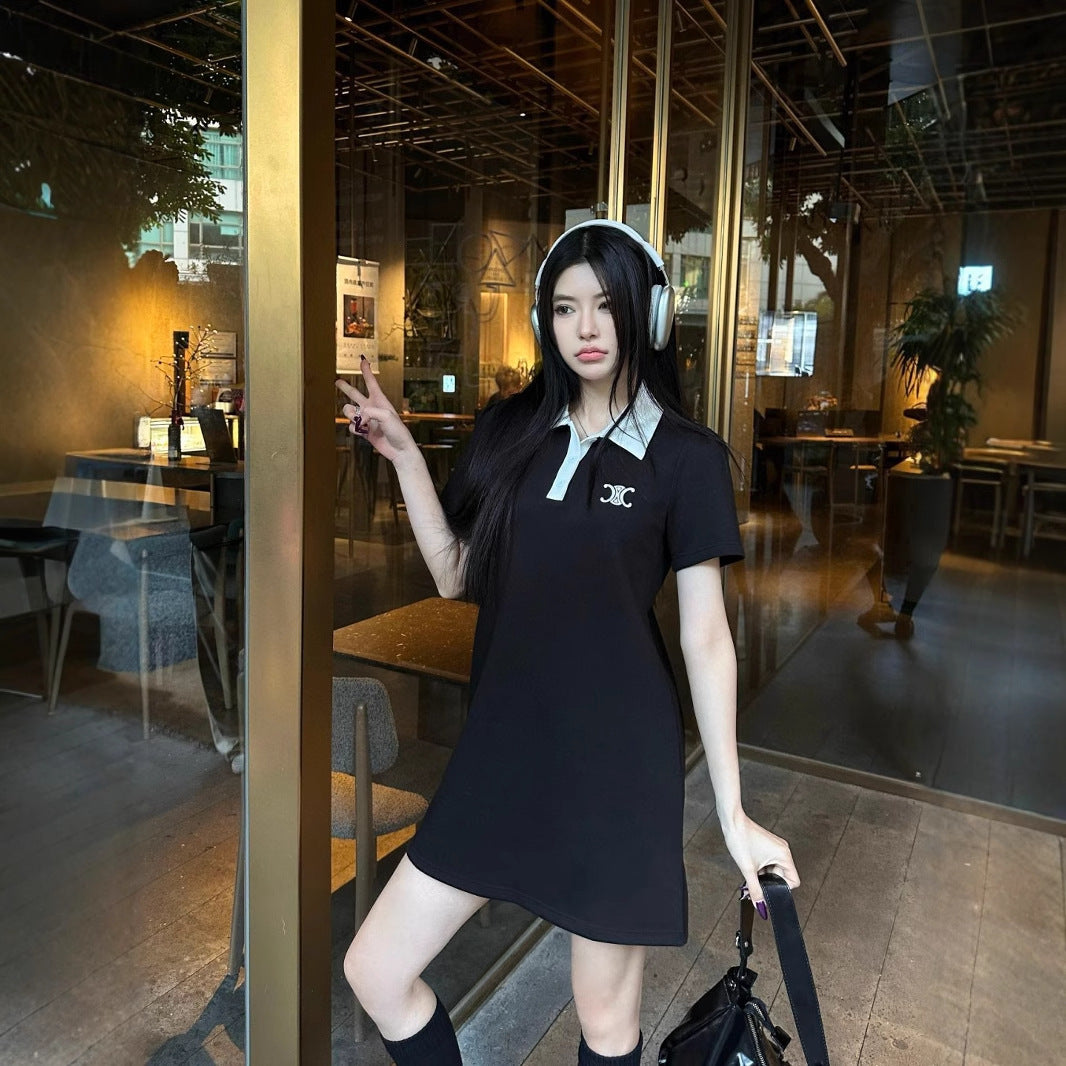 【Dress】新入荷~POLOネック半袖ワンピース T01579