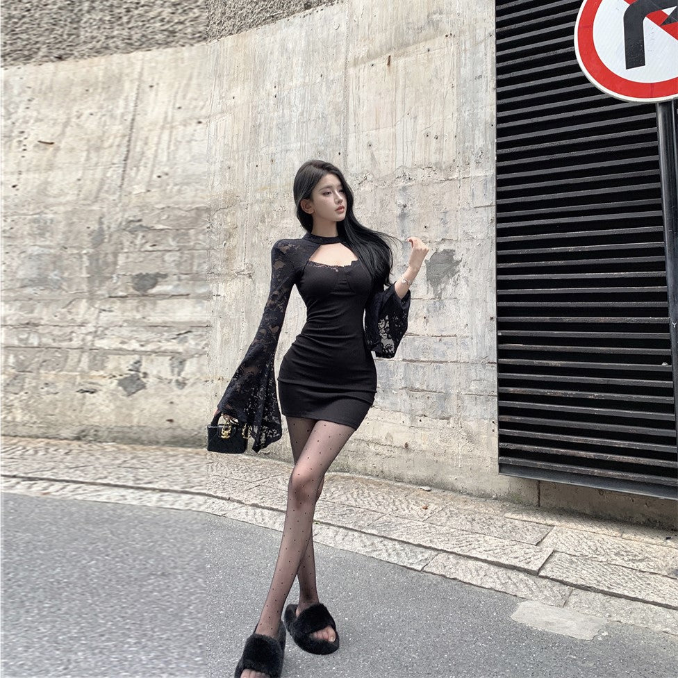 【Dress】レース切替ワンピース Z8152