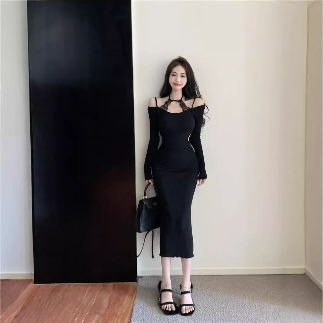 【Dress】ウエスト透かし彫りワンピース Z7881