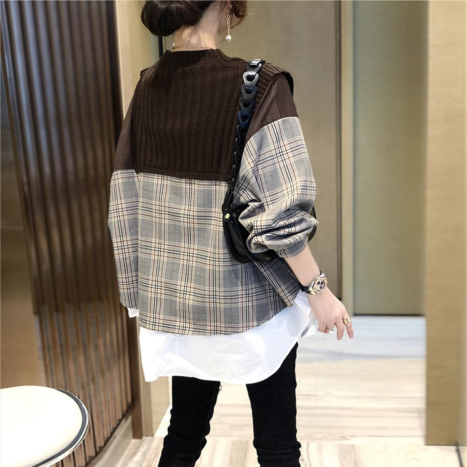 【Tops】切り替え春秋ニットセーター Z7845