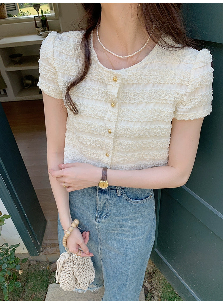 【Tops】chic半袖シャツ W11035