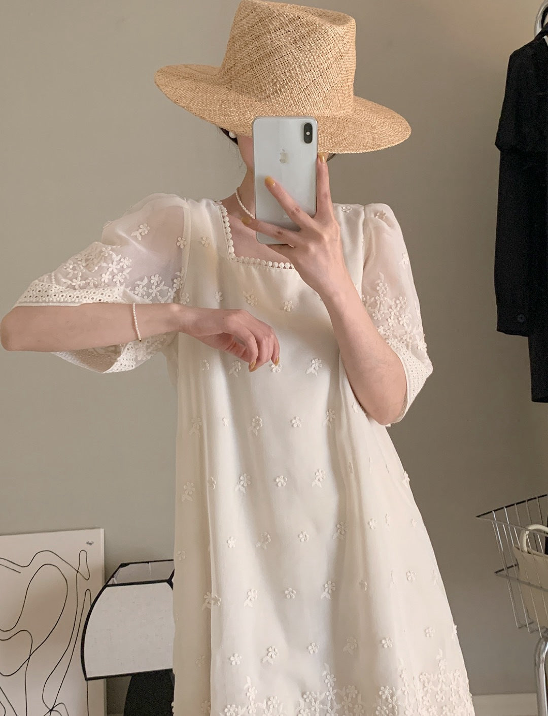 【Dress】花柄パフスリーブワンピース T01377