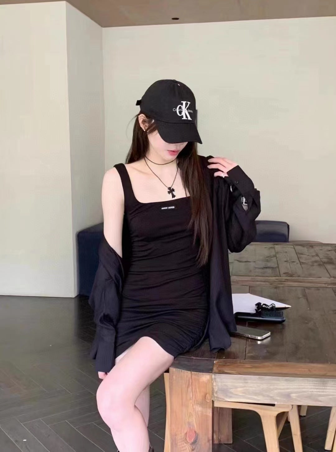 【Set】2点セット UVカットシャツ+ワンピース W12032