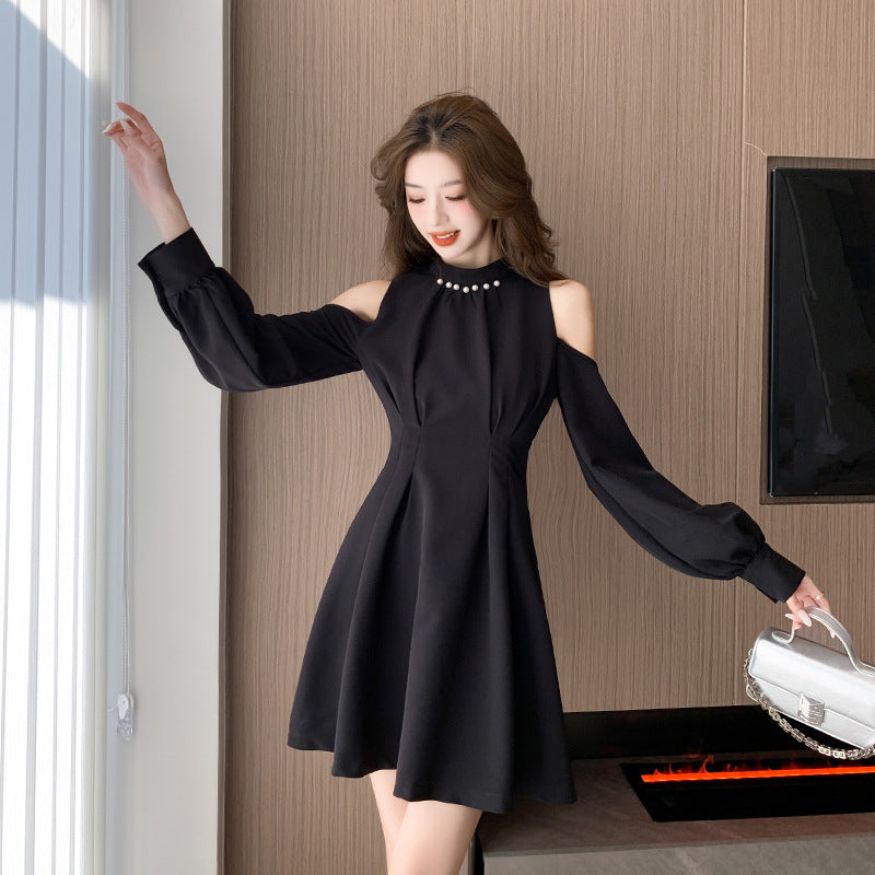 【Dress】ホルターネックワンピース黒 Z7247