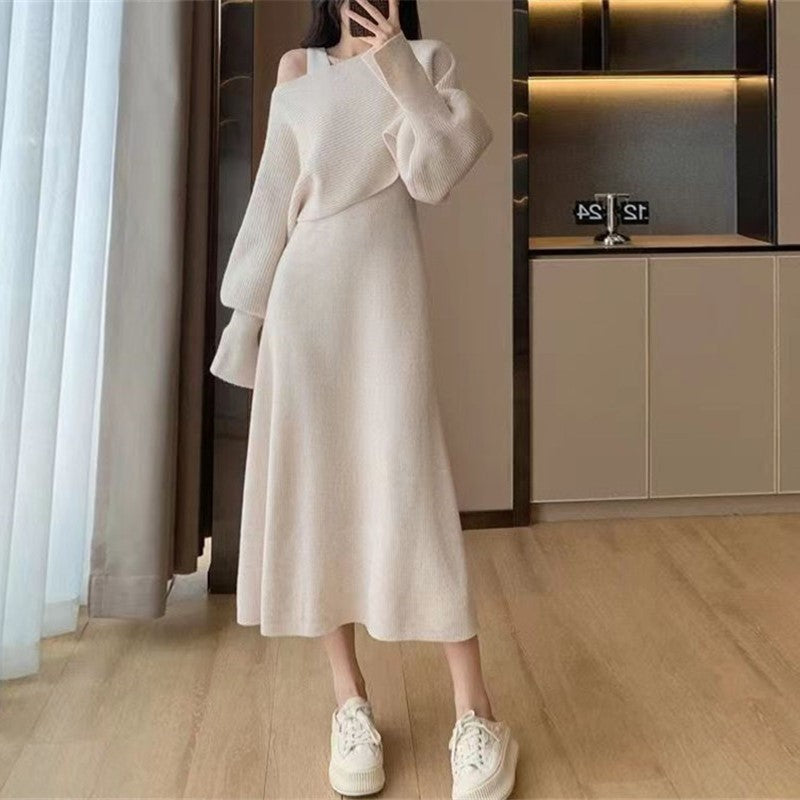 【Set】新入荷~ニット2点セット セーター + ノースリーブワンピ Z-6300