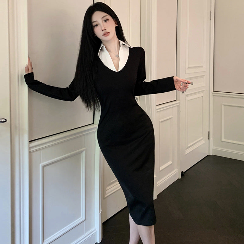 【Dress】配色タイトワンピース Z7691