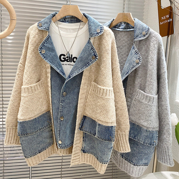 【Outer】フェイクレイヤードニットカーディガン W14245
