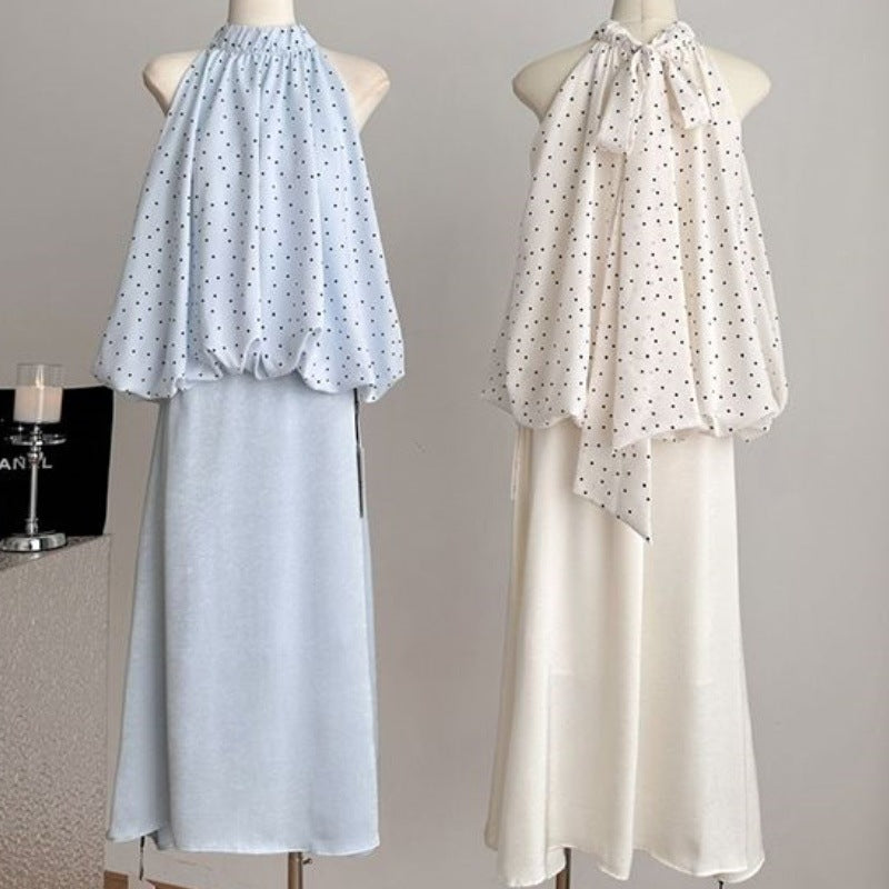 【Set】ドットフリルトップ+フレアースカート T01768