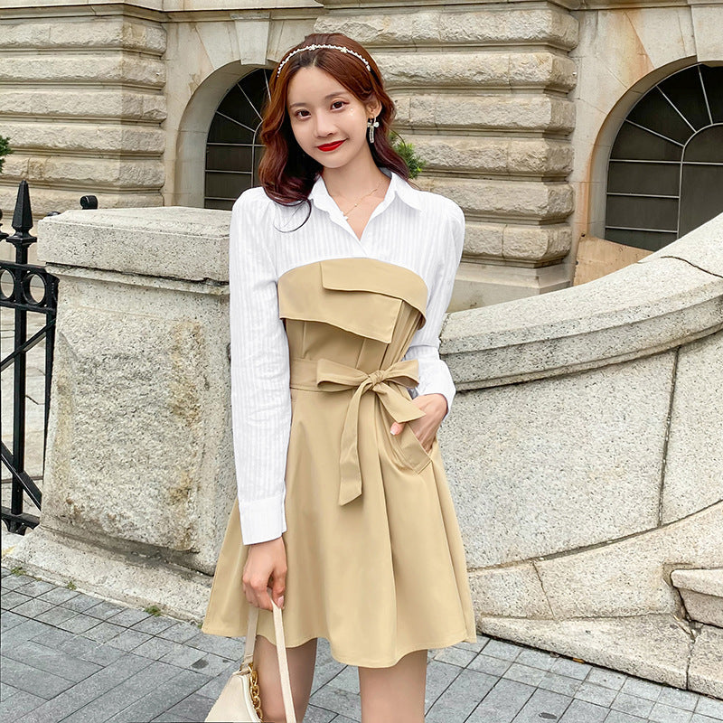 【Dress】切替Aラインシャツワンピース Z-5850