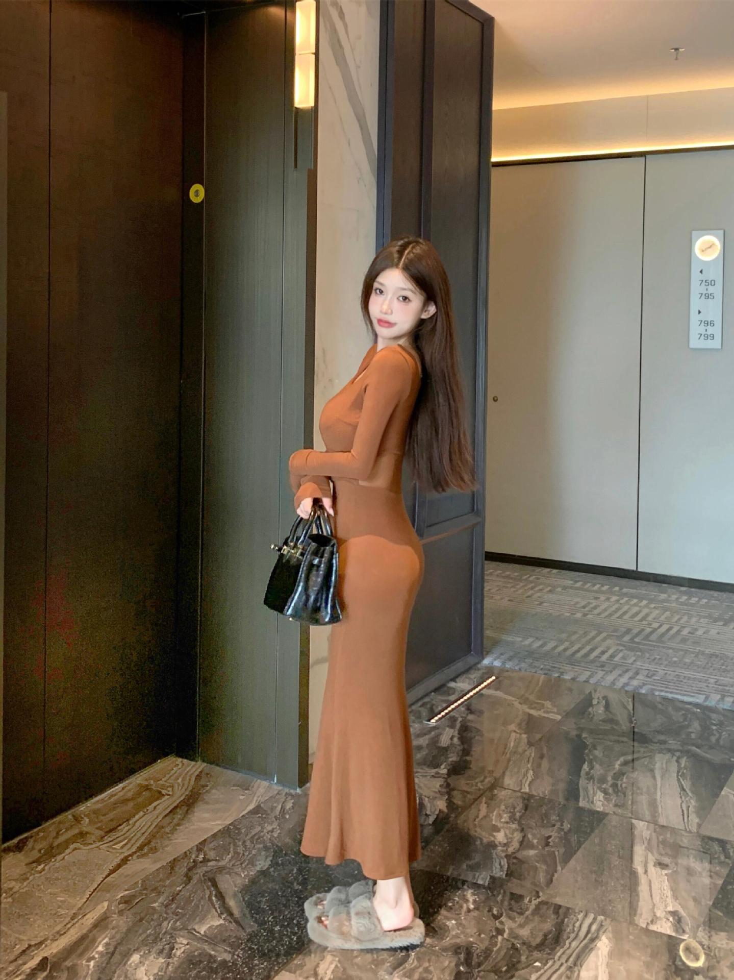 【Dress】2色展開長袖ワンピース W14425