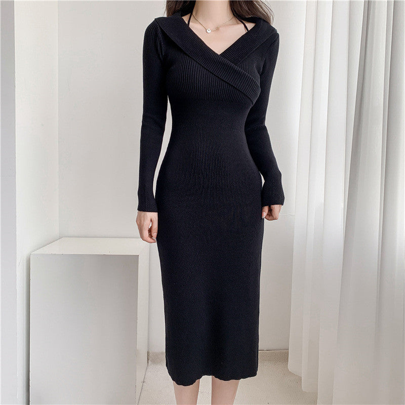 【Dress】3色ホルターネックワンピース W9972