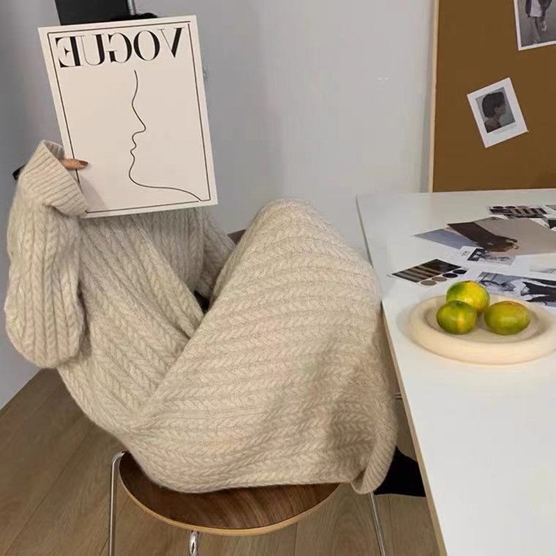 【Dress】POLOネックルーズ感ニットワンピース W9612