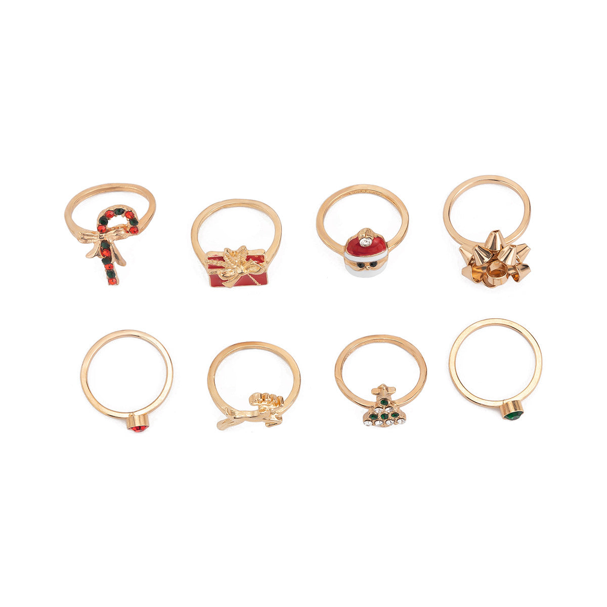 【雑貨】クリスマス指輪8点セット T01149