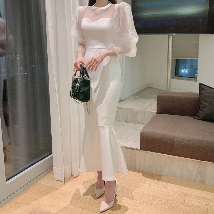 【Dress】透け感マーメイドワンピース Z7757