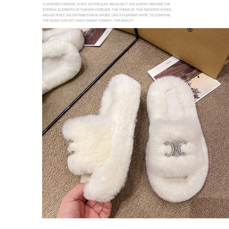 【Shoes】3色ファースリッパ W13363