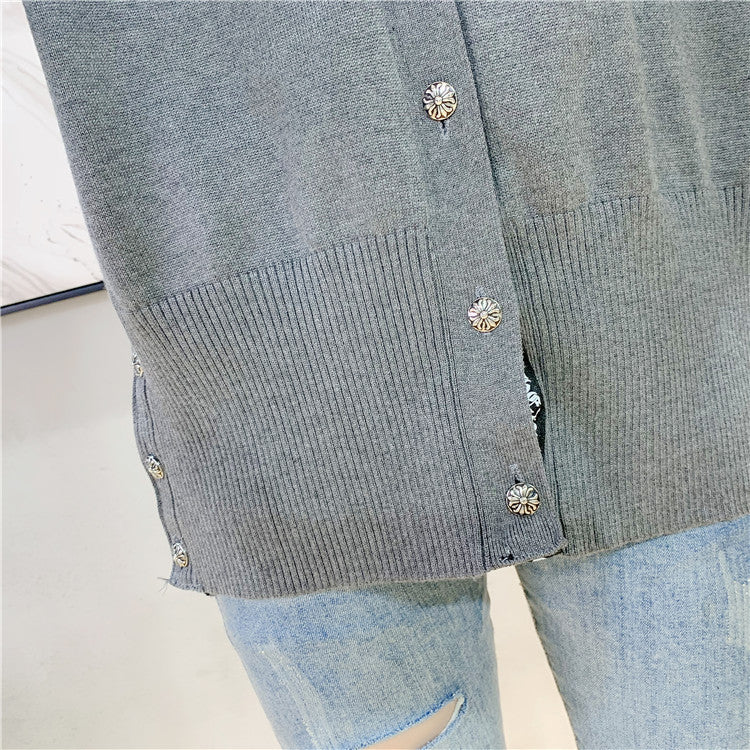 【Outer】3色Vネック長袖ニットカーディガン W14083