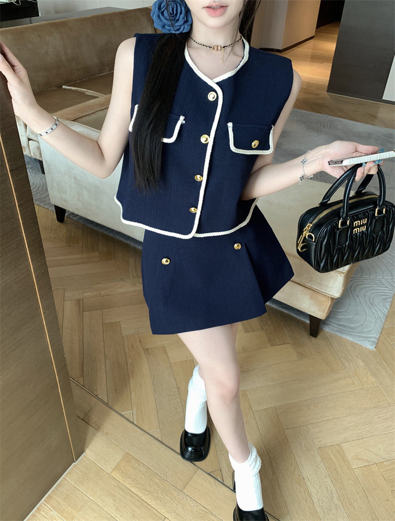 【Set】セットアップ ベスト+ スカート W12033