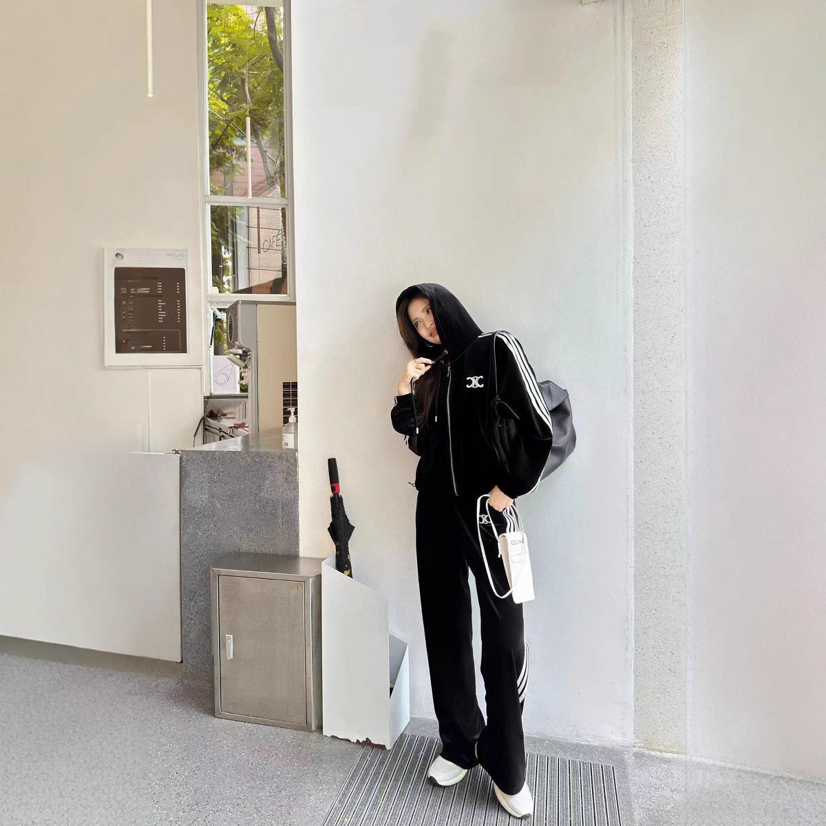 【Set】ジャケット+パンツ ベルベットセット Z8104