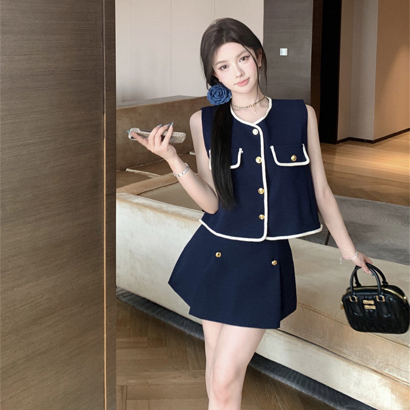 【Set】セットアップ ベスト+ スカート W12033