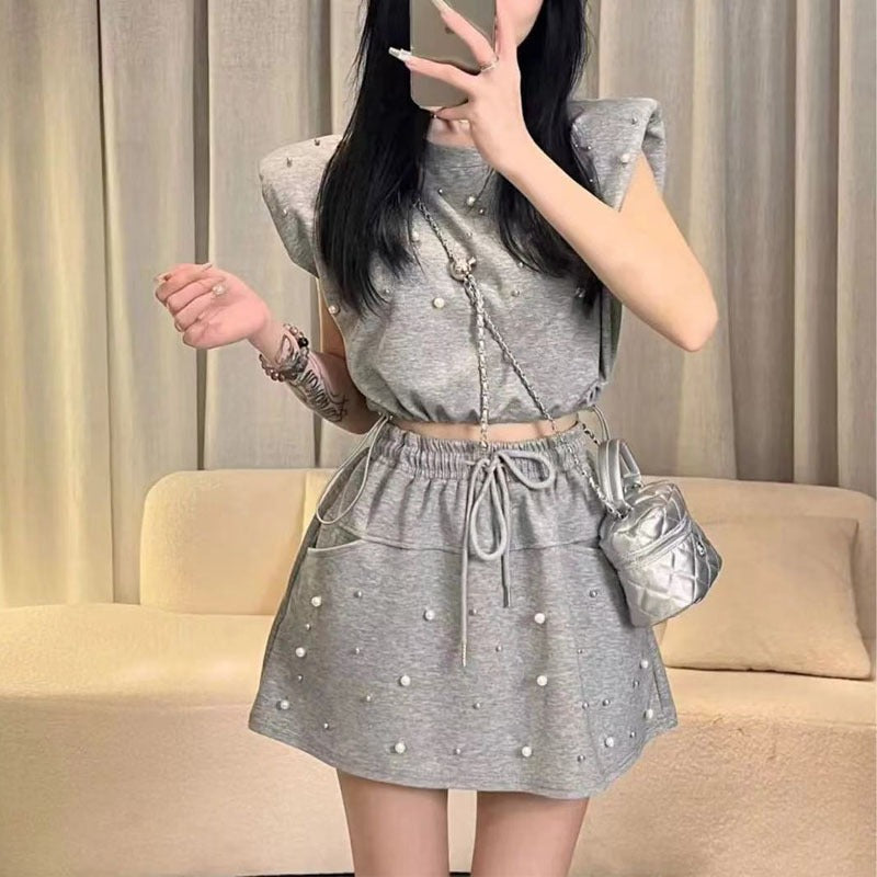 【Set】タンクトップ+スカート2点セット W12407