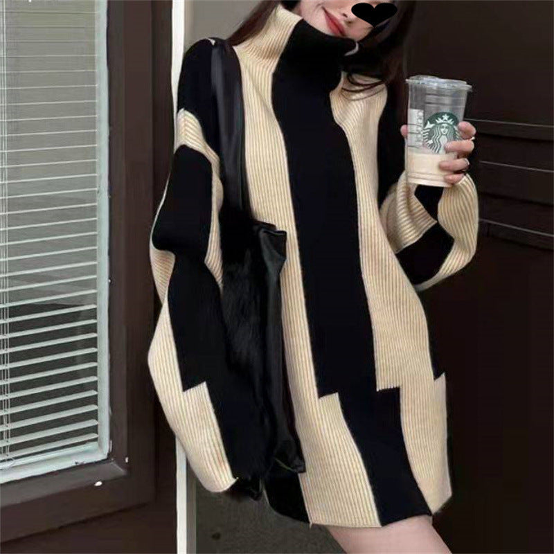 【Tops】ハイネック秋冬ニットプルオーバー Z7746