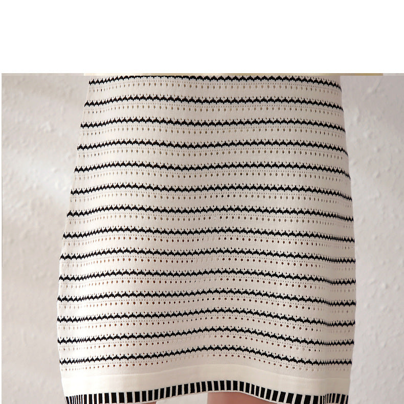 【Dress】人気アイテム~ボーダー柄半袖ニットワンピース W6901