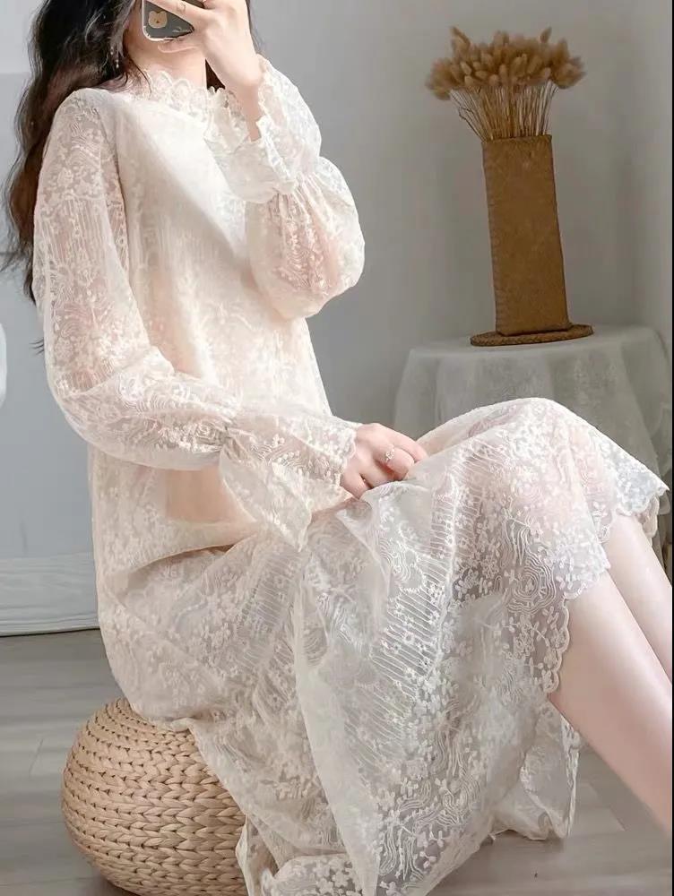 【Dress】透け感フェミニンレースワンピース Z6783