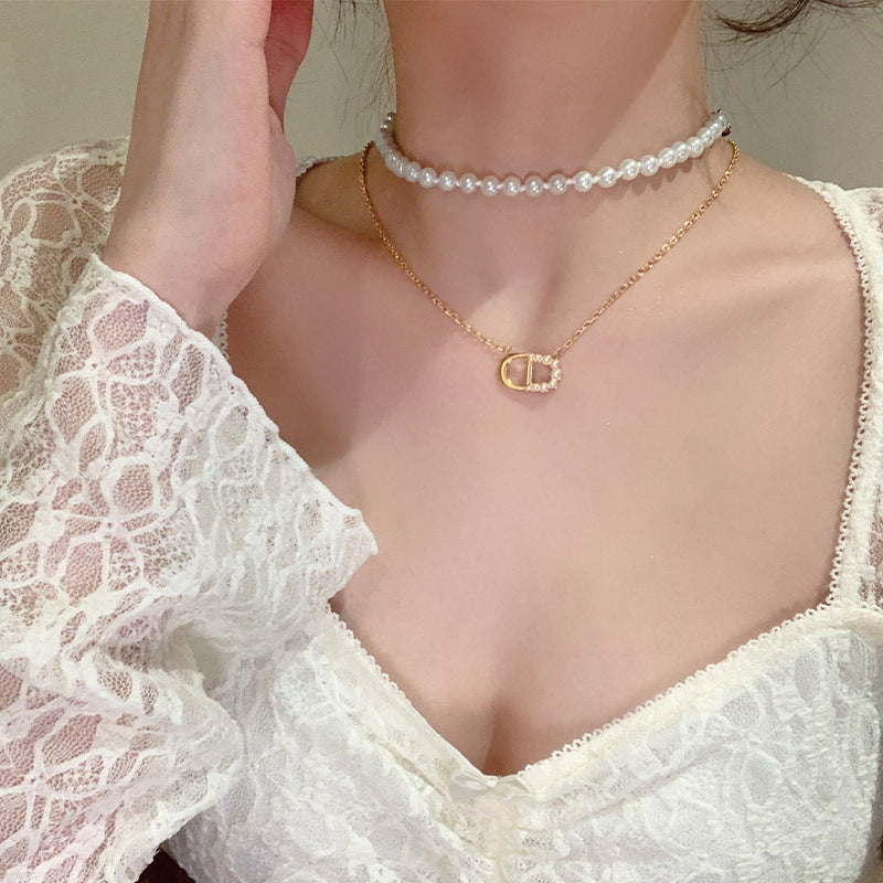 【雑貨】ミニマル縁取り真珠ピアス・ネックレス T01810