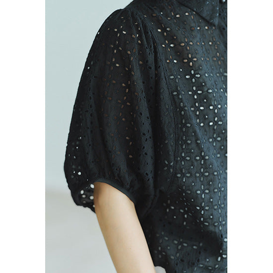 【Tops】キャミソール付き透かし彫りトップス T01686