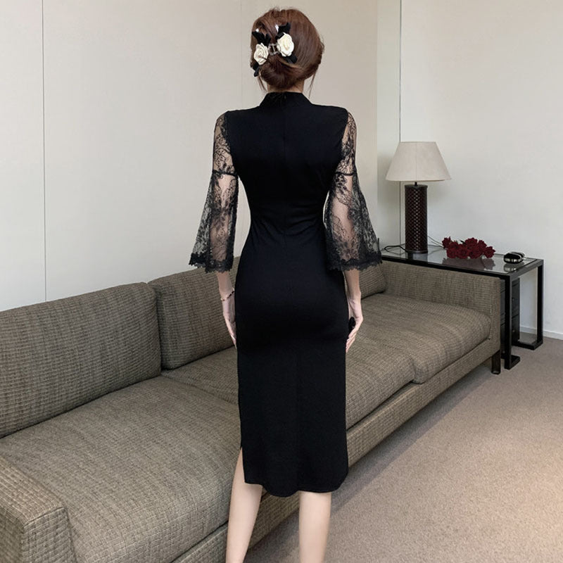 【Dress】レース切替ワンピース Z7338