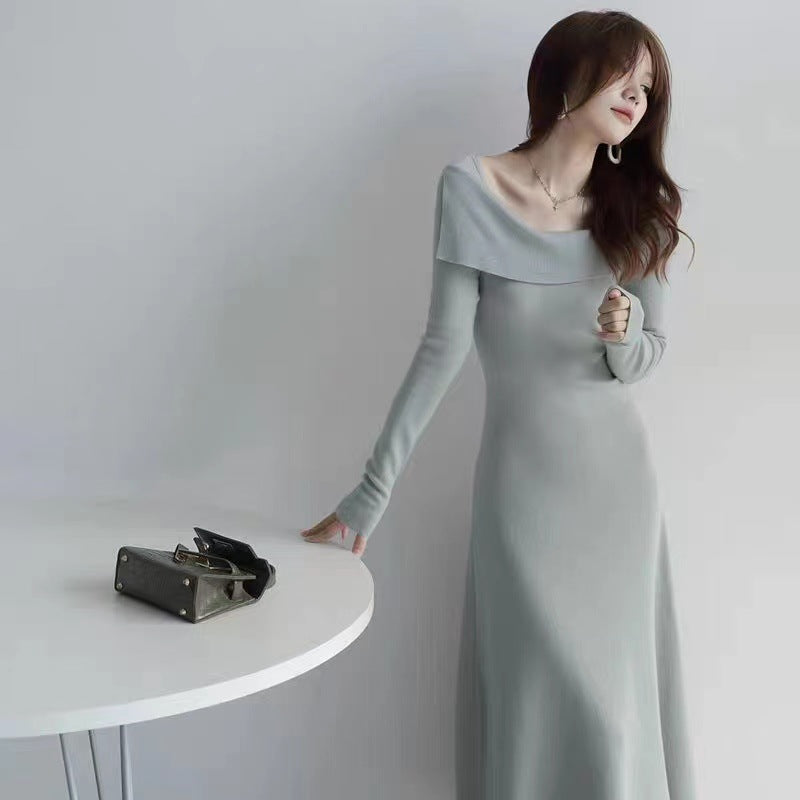 【Dress】フレンチレトロ風ニットワンピース W9573