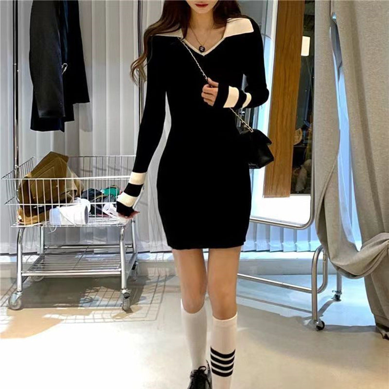 【Dress】配色タイトワンピース W13690