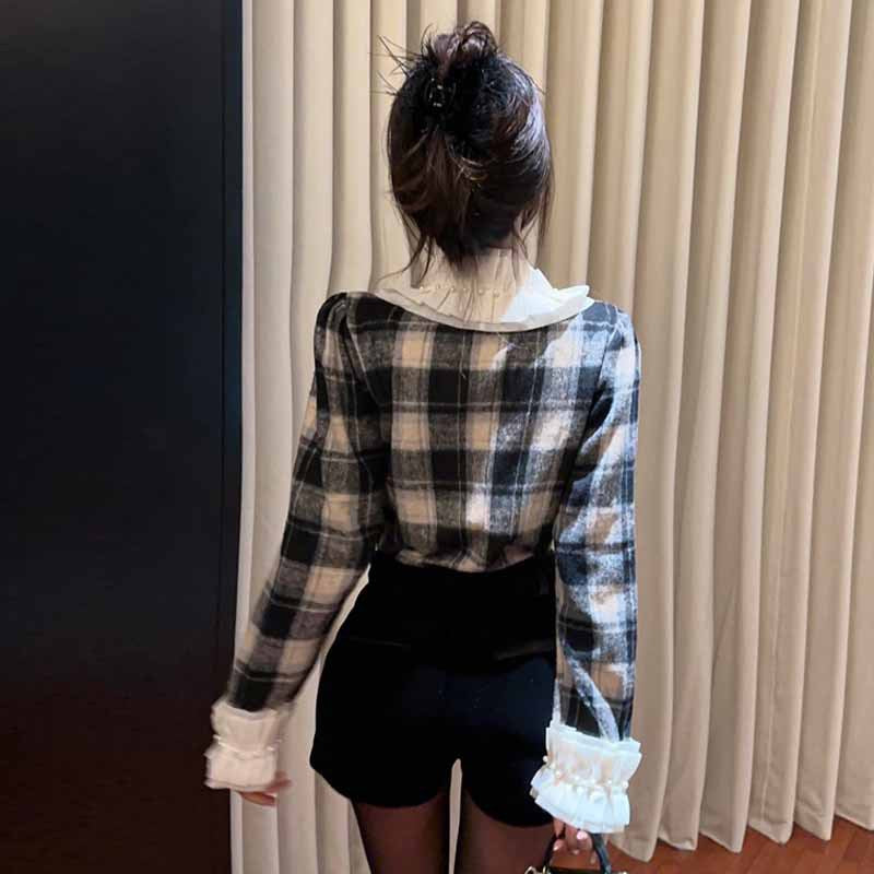 【Outer】チェック柄ショートコート Z8158