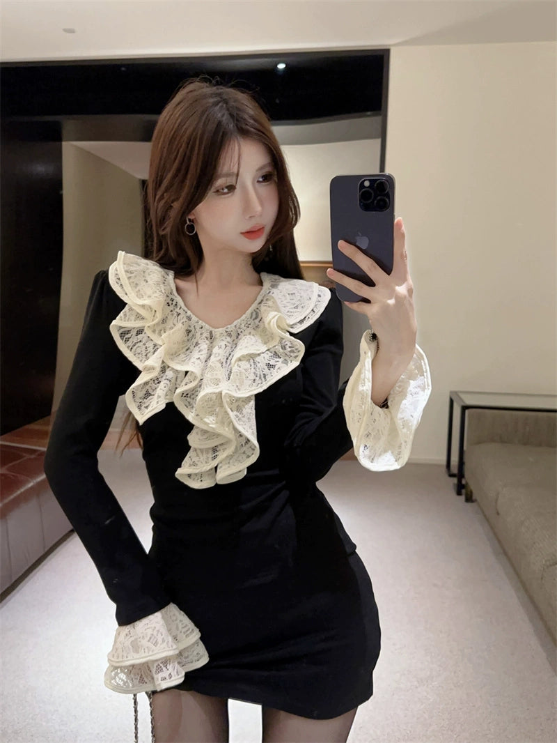 【Tops】レース切替ブラウス W9873