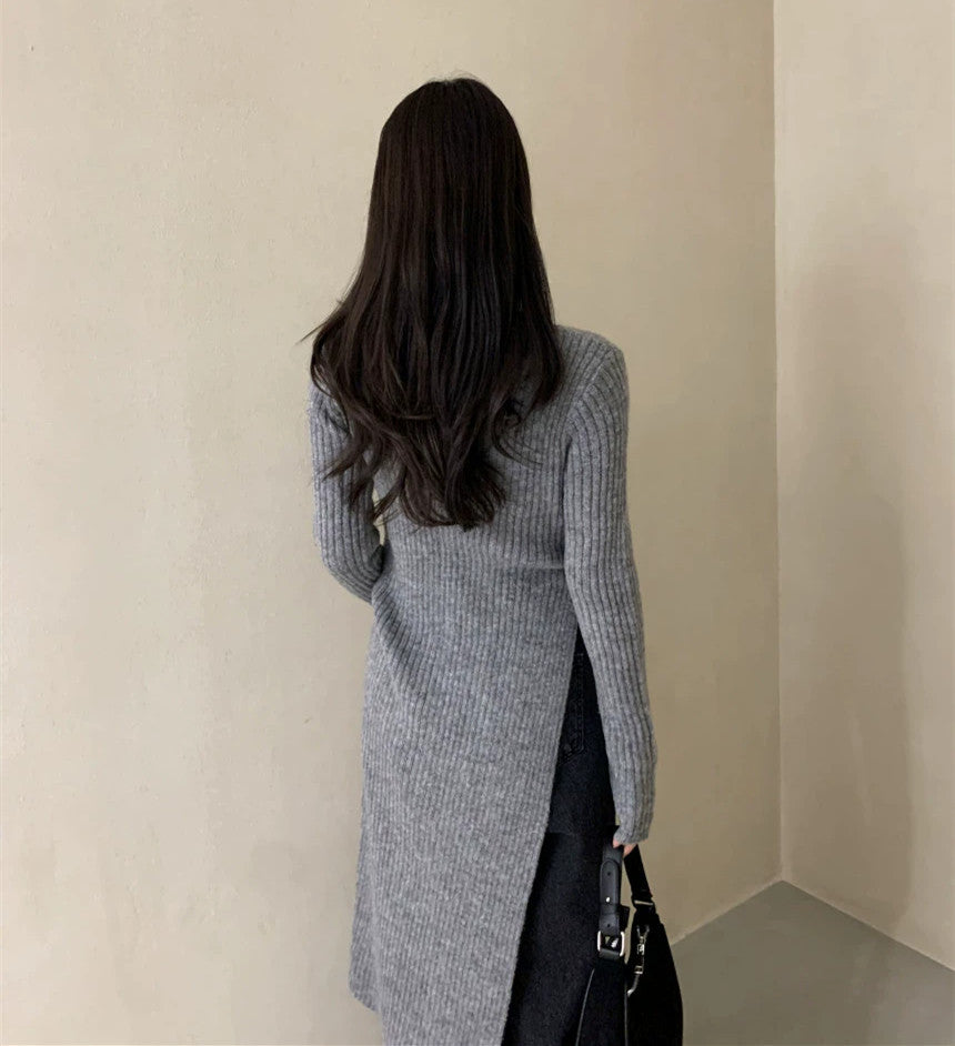 【Dress】スリットニットワンピース W9318