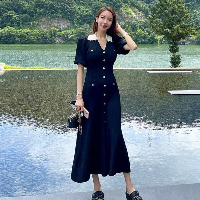 【Dress】半袖ニットワンピース W11779