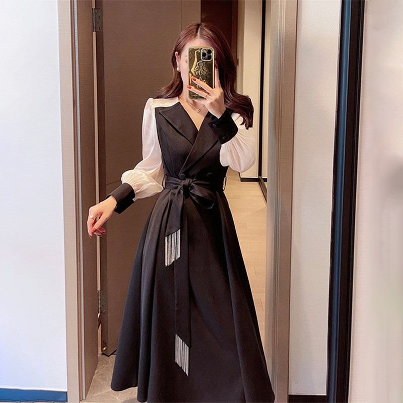 【Dress】配色OL通勤ワンピース Z7755