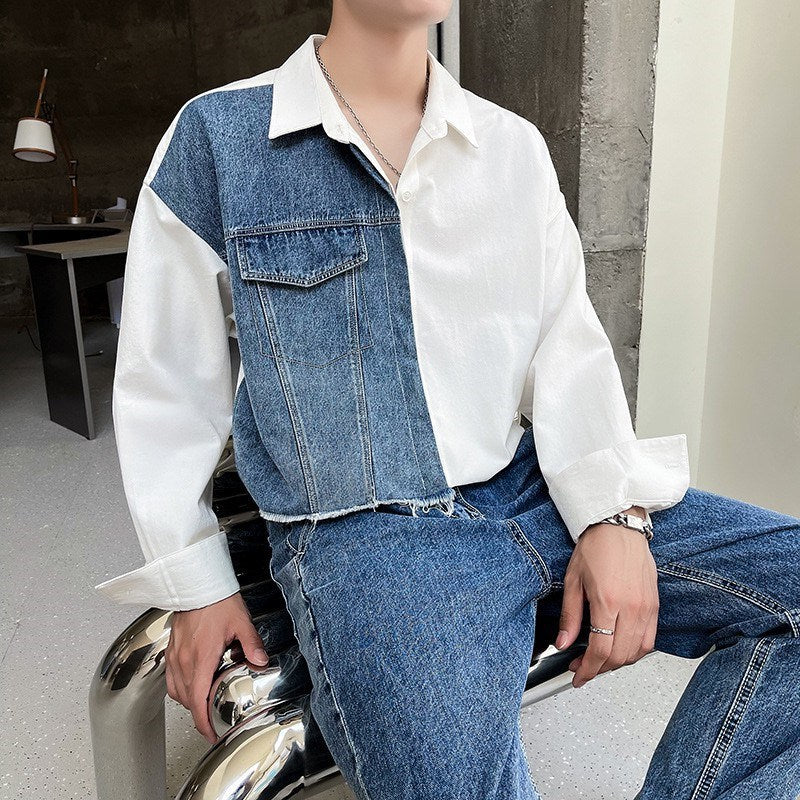 【Mens】切替デザイン長袖シャツ Z7256