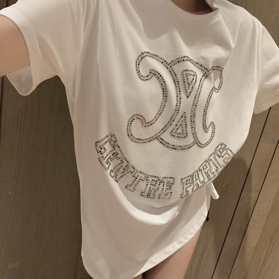 【Tops】キラキラダイヤモンドデザインTシャツ T01584