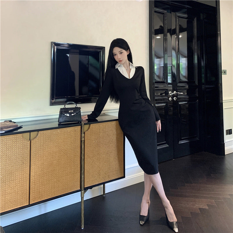 【Dress】配色タイトワンピース Z7691